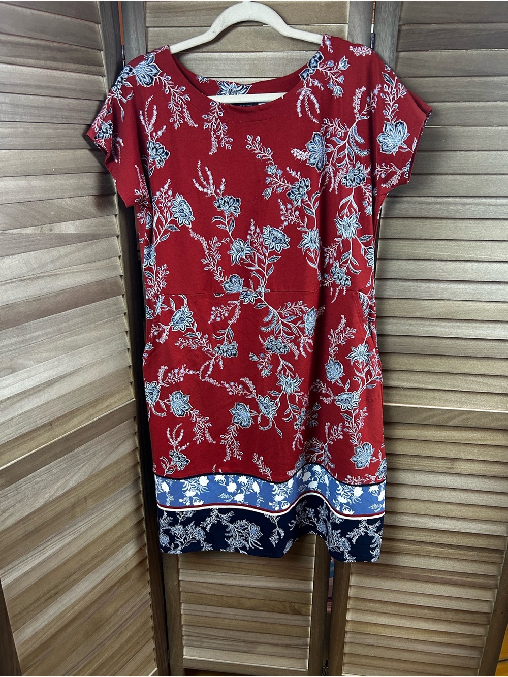 J.Jill Wearever Floral Border Print Pocket Dress M